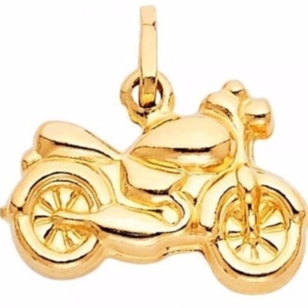 14K Yellow Gold Motorcycle Bike charm Pendant